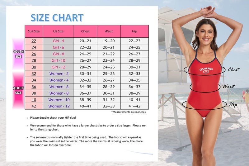 Adoretex Women's Guard Cross Back One Piece Swimsuit- FGP07 - Red - 30 - Image 3